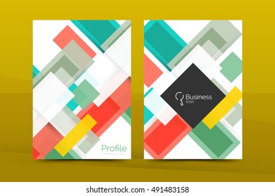 Set of modern geometric business annual report covers. Vector abstract backgrounds