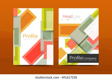 Set of modern geometric business annual report covers. Vector abstract backgrounds