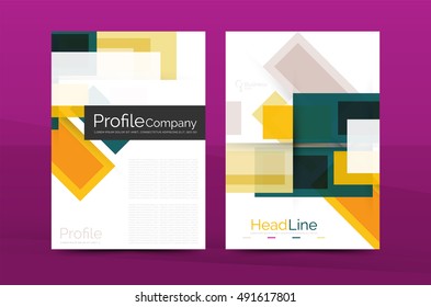 Set of modern geometric business annual report covers. Vector abstract backgrounds