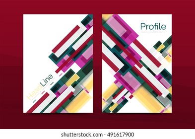 Set of modern geometric business annual report covers. Vector abstract backgrounds