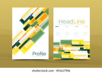 Set of modern geometric business annual report covers. Vector abstract backgrounds