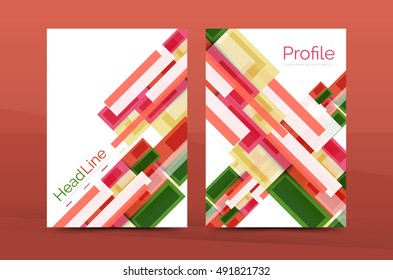 Set of modern geometric business annual report covers. Vector abstract backgrounds