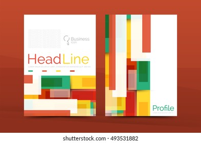 Set of modern geometric business annual report covers. Vector abstract backgrounds