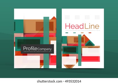 Set of modern geometric business annual report covers. Vector abstract backgrounds