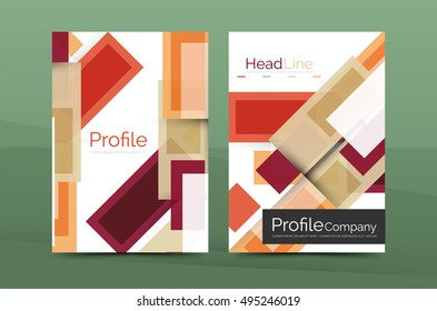 Set of modern geometric business annual report covers. Vector abstract backgrounds