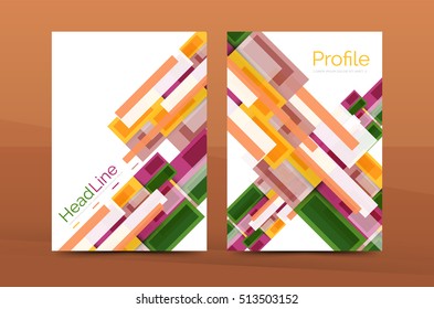 Set of modern geometric business annual report covers. Vector abstract backgrounds