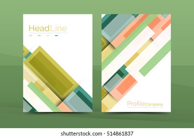 Set of modern geometric business annual report covers. Vector abstract backgrounds