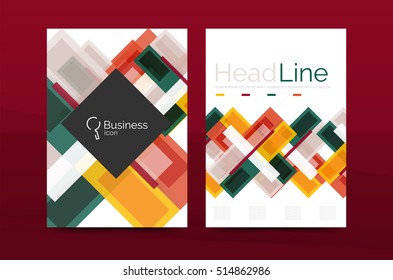 Set of modern geometric business annual report covers. Vector abstract backgrounds