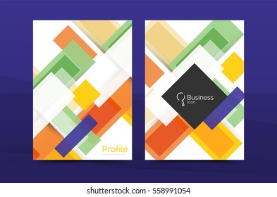Set of modern geometric business annual report covers. Vector abstract backgrounds