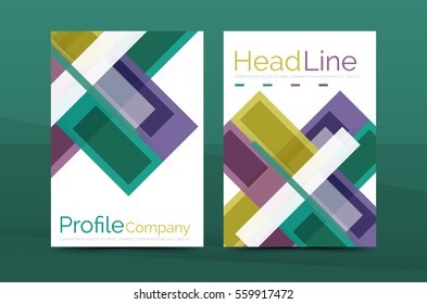 Set of modern geometric business annual report covers. Vector abstract backgrounds