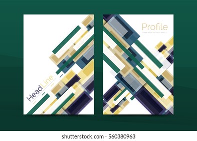 Set of modern geometric business annual report covers. Vector abstract backgrounds