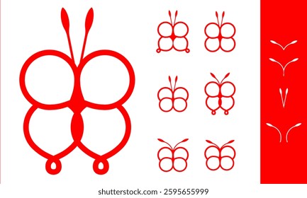 Set of modern geometric butterfly outline icons.