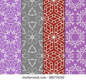 set of Modern geometric, floral seamless pattern. vector illustration. for invitation, fabric, wallpaper