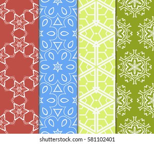set of Modern geometric, floral seamless pattern. vector illustration. for invitation, fabric, wallpaper