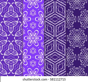 set of Modern geometric, floral seamless pattern. vector illustration. for invitation, fabric, wallpaper