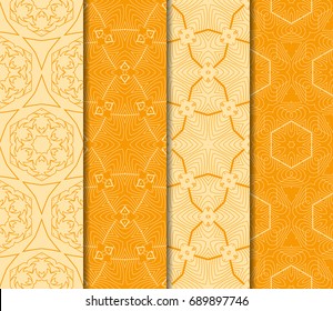 Set of Modern geometric floral seamless pattern. vector illustration. for wallpaper interior design, fashion textile print. orange color