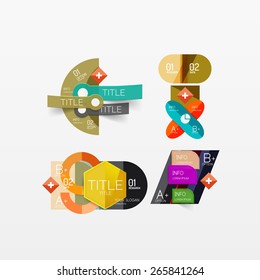 Conjunto de diseños modernos de aplicaciones o web de infografía geométrica, gráficos de papel de color con texto de ejemplo