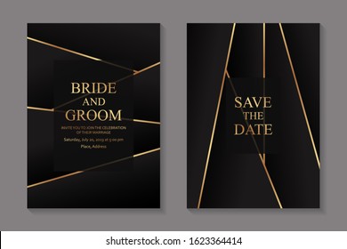 Wedding Invitation Cards Black Marble Background Stock Vector (Royalty ...