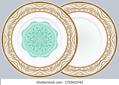 Conjunto de ornamentos geométricos modernos en estilo floral y marco redondo. Artdeco. Ilustración Para El Diseño. Vector