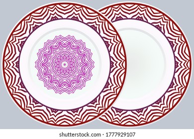 Set of Modern Geometric Ornament in Floral Style and round frame. Artdeco. Illustration For Design. Vector