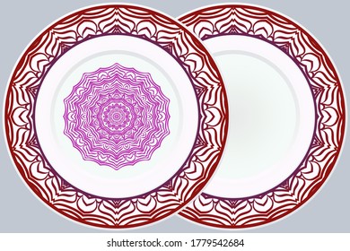 Set of Modern Geometric Ornament in Floral Style and round frame. Artdeco. Illustration For Design. Vector