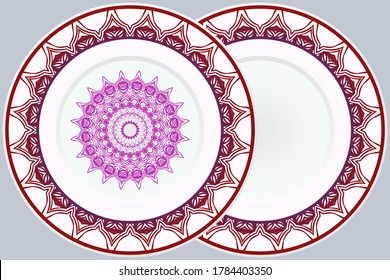 Set of Modern Geometric Ornament in Floral Style and round frame. Artdeco. Illustration For Design. Vector