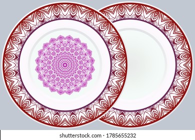 Set of Modern Geometric Ornament in Floral Style and round frame. Artdeco. Illustration For Design. Vector