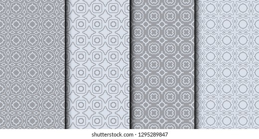 Set of modern geometric pattern. Seamless vector illustration. for wrapping, printing. Grey color.