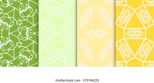 set of modern geometric pattern. seamless floral ornament. vector illustration. for design, wallpaper, textile, fabric
