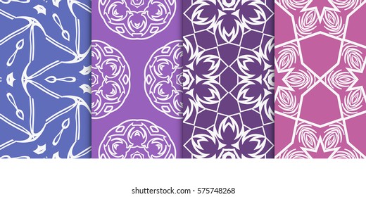 set of modern geometric pattern. seamless floral ornament. vector illustration. for design, wallpaper, textile, fabric