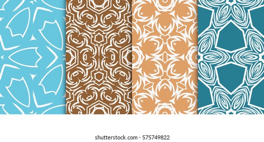 set of modern geometric pattern. seamless floral ornament. vector illustration. for design, wallpaper, textile, fabric