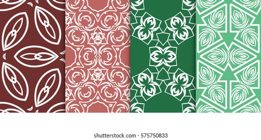 set of modern geometric pattern. seamless floral ornament. vector illustration. for design, wallpaper, textile, fabric