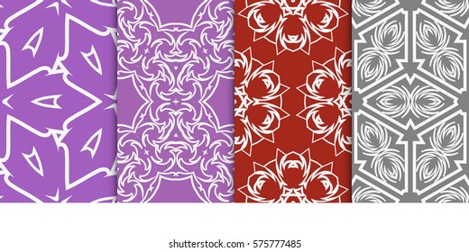 set of modern geometric pattern. seamless floral ornament. vector illustration. for design, wallpaper, textile, fabric