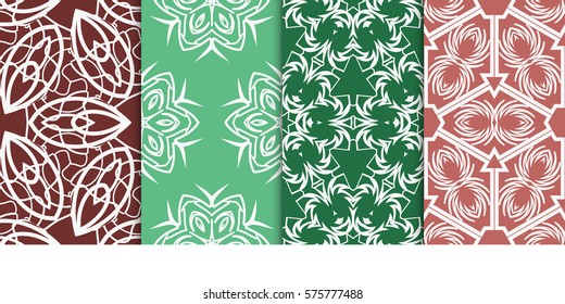 set of modern geometric pattern. seamless floral ornament. vector illustration. for design, wallpaper, textile, fabric