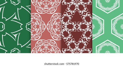 set of modern geometric pattern. seamless floral ornament. vector illustration. for design, wallpaper, textile, fabric