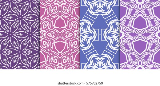 set of modern geometric pattern. seamless floral ornament. vector illustration. for design, wallpaper, textile, fabric