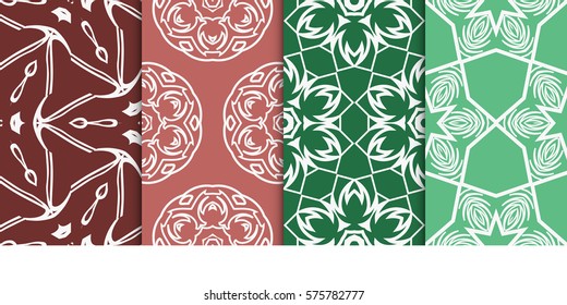 set of modern geometric pattern. seamless floral ornament. vector illustration. for design, wallpaper, textile, fabric