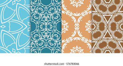 set of modern geometric pattern. seamless floral ornament. vector illustration. for design, wallpaper, textile, fabric