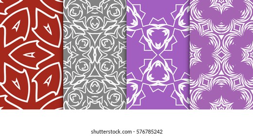 set of modern geometric pattern. seamless floral ornament. vector illustration. for design, wallpaper, textile, fabric