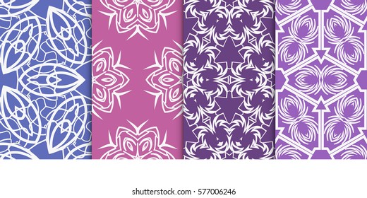 set of modern geometric pattern. seamless floral ornament. vector illustration. for design, wallpaper, textile, fabric
