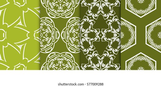 set of modern geometric pattern. seamless floral ornament. vector illustration. for design, wallpaper, textile, fabric