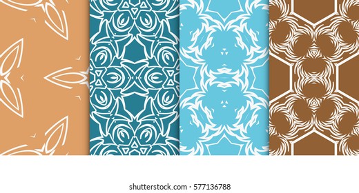 set of modern geometric pattern. seamless floral ornament. vector illustration. for design, wallpaper, textile, fabric