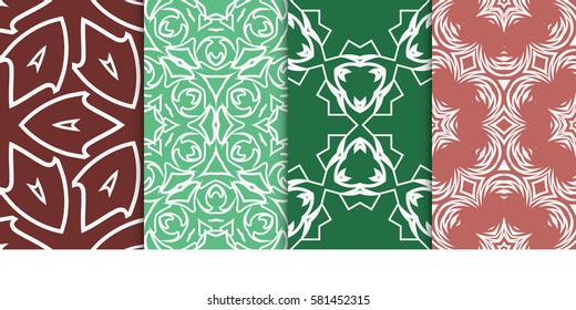 set of modern geometric pattern. seamless floral ornament. vector illustration. for design, wallpaper, textile, fabric