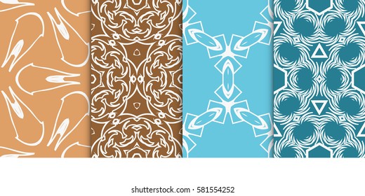 set of modern geometric pattern. seamless floral ornament. vector illustration. for design, wallpaper, textile, fabric