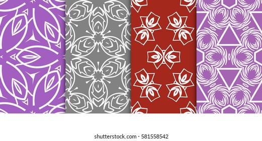 set of modern geometric pattern. seamless floral ornament. vector illustration. for design, wallpaper, textile, fabric