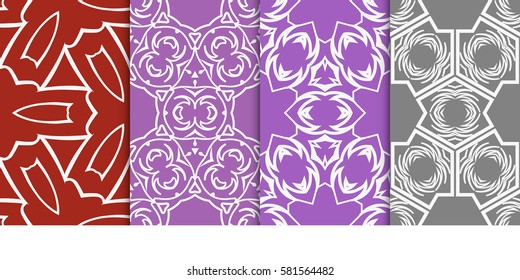 set of modern geometric pattern. seamless floral ornament. vector illustration. for design, wallpaper, textile, fabric