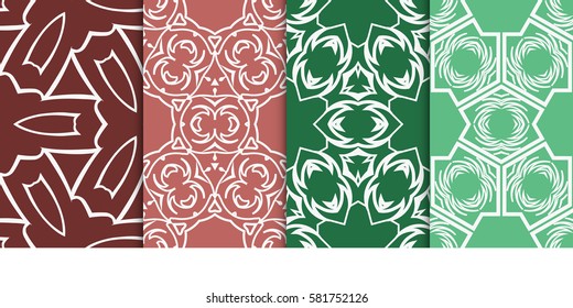 set of modern geometric pattern. seamless floral ornament. vector illustration. for design, wallpaper, textile, fabric