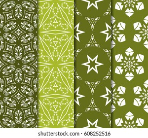 set of modern geometric pattern of small square and triangular elements. vector illustration