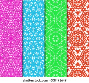 set of modern geometric pattern of small square and triangular elements. vector illustration
