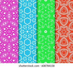 set of modern geometric pattern of small square and triangular elements. vector illustration
